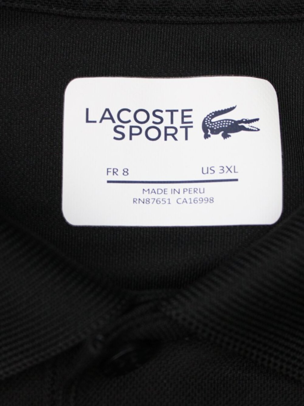 Lacoste Sport Polo Shirt Mens 3XL XXXL Black Pique Ultra-Dry Poly Short Sleeve - Picture 6 of 14